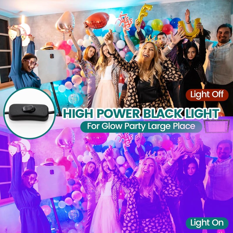 iCreating 100W Black Lights for Glow Party - Indoor Large High Power Black Light Flood Light 395nm UV Blacklight Floodlight Purple BlackLights Spotlight Fluorescent UV Lights for Halloween (4 Pack) - Image 2